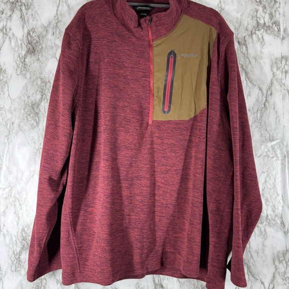 Eddie Bauer Men's Long Sleeve Front Pocket Quarter Zip Top Size XXL Multicolor - Picture 1 of 6